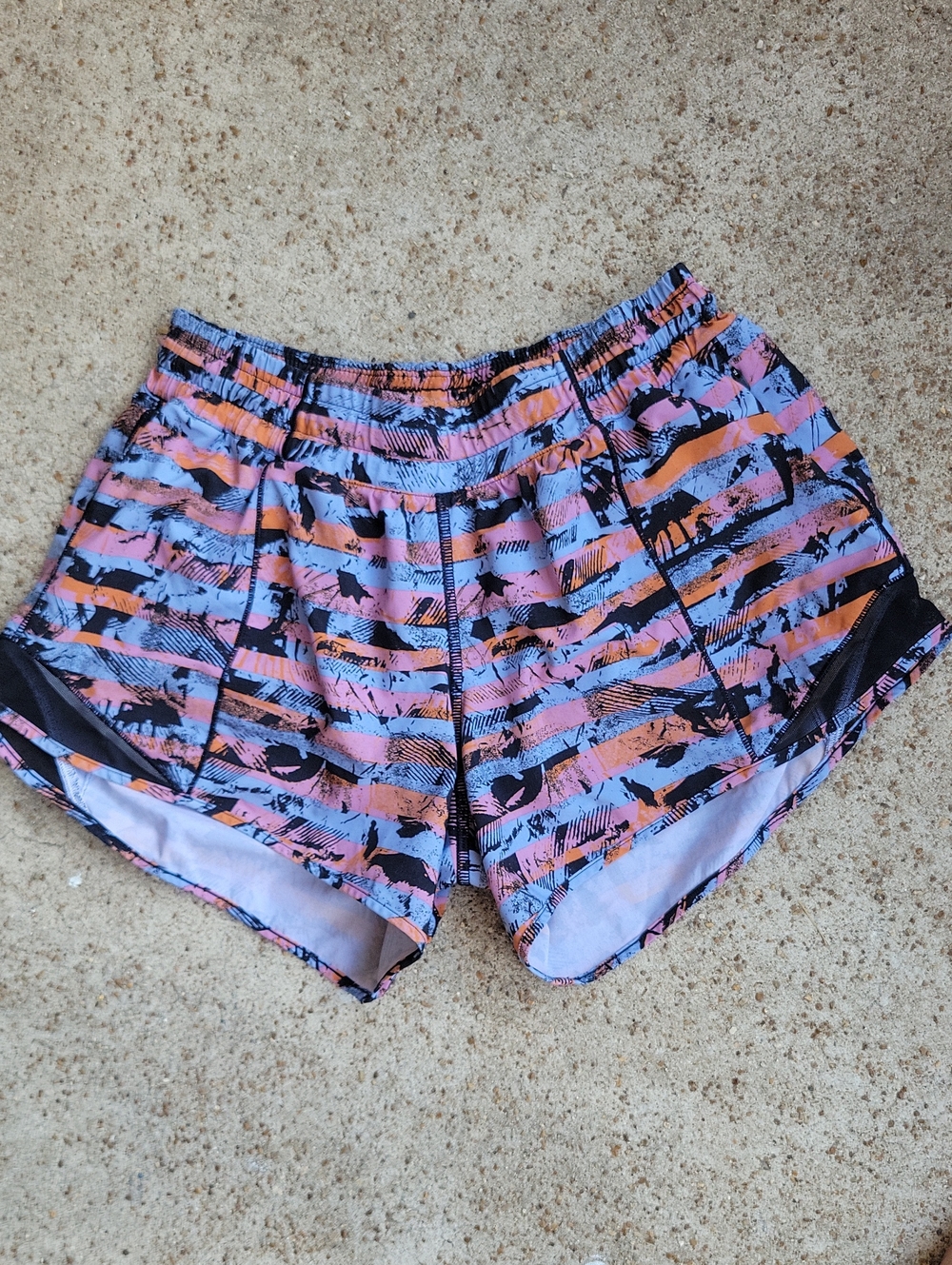 lululemon athletica Pink & Orange Striped Running Shorts